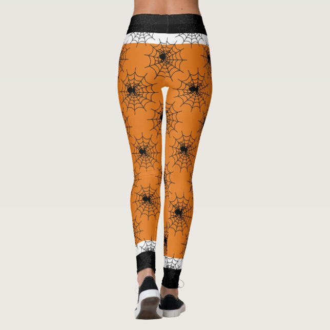 Halloween-spindelnät svart och orange leggings (Baksida)