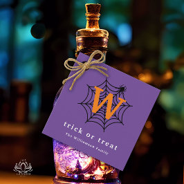 Halloween Spindelnät Trick or Treat Monogram Gåvor Etiketter