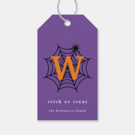 Halloween Spindelnät Trick or Treat Monogram Presentetikett