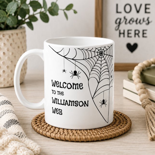 Halloween Spindelnät Välkommen  Kaffemugg (Skapare uppladdad)