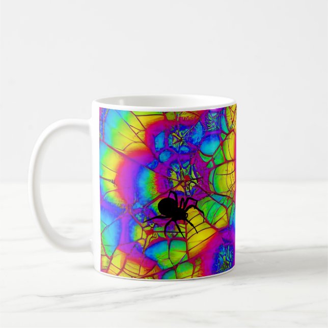 Halloween-Spindelnätet Tie-Die Helgdag Mugg (Vänster)