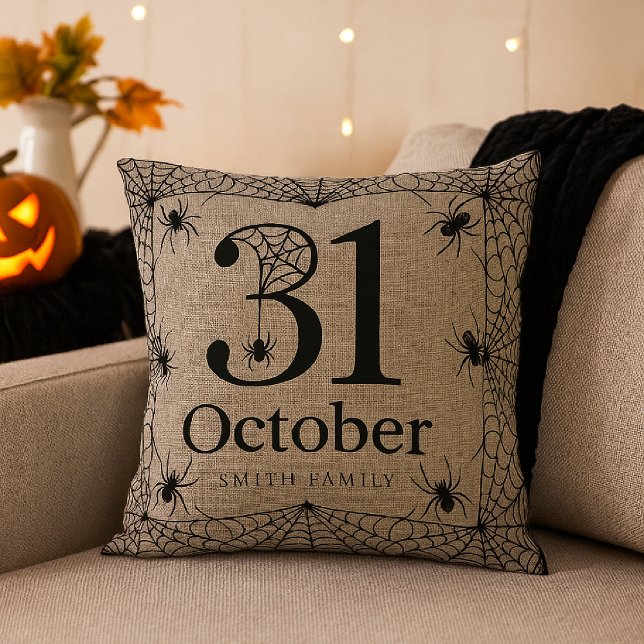 Halloween-Spindelnätets Personlig 31 oktober Kudde (Skapare uppladdad)
