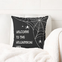 Halloween Spindelnäts Välkommen Kudde