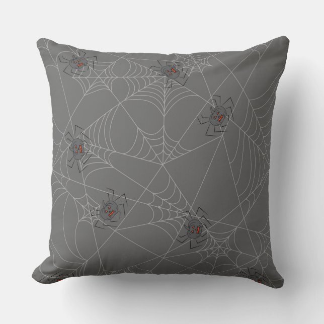 Halloween spinders webben och pumpor kudde (Framsida)