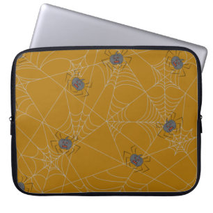 Halloween spinders webben och pumpor laptop fodral