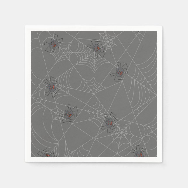 Halloween spinders webben och pumpor pappersservett (Framsidan)