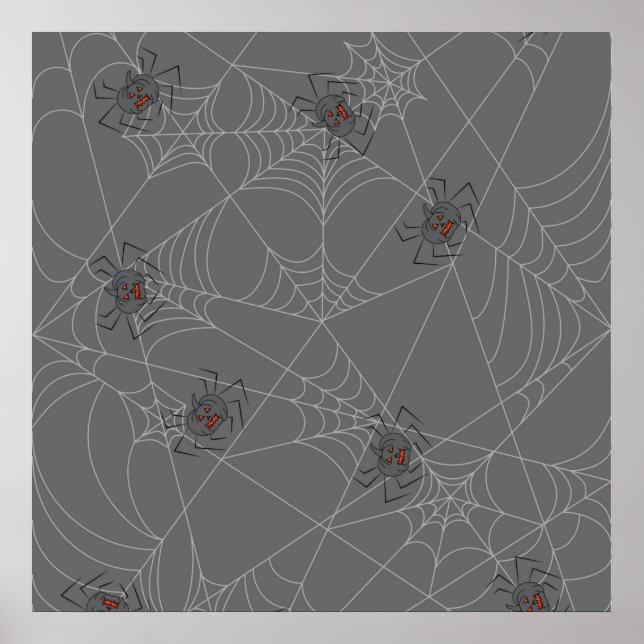 Halloween spinders webben och pumpor poster (Framsidan)