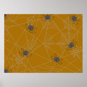 Halloween spinders webben och pumpor poster