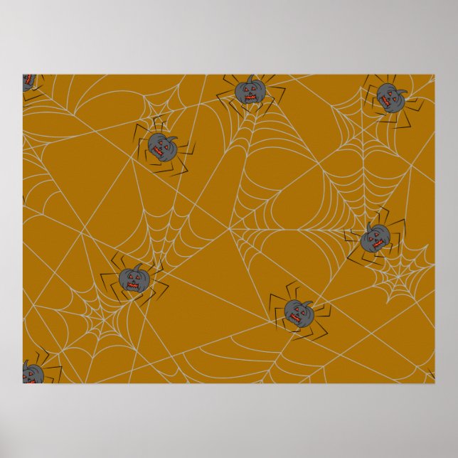 Halloween spinders webben och pumpor poster (Framsidan)