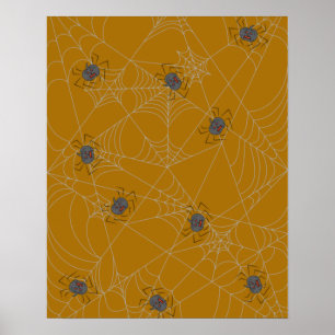 Halloween spinders webben och pumpor poster