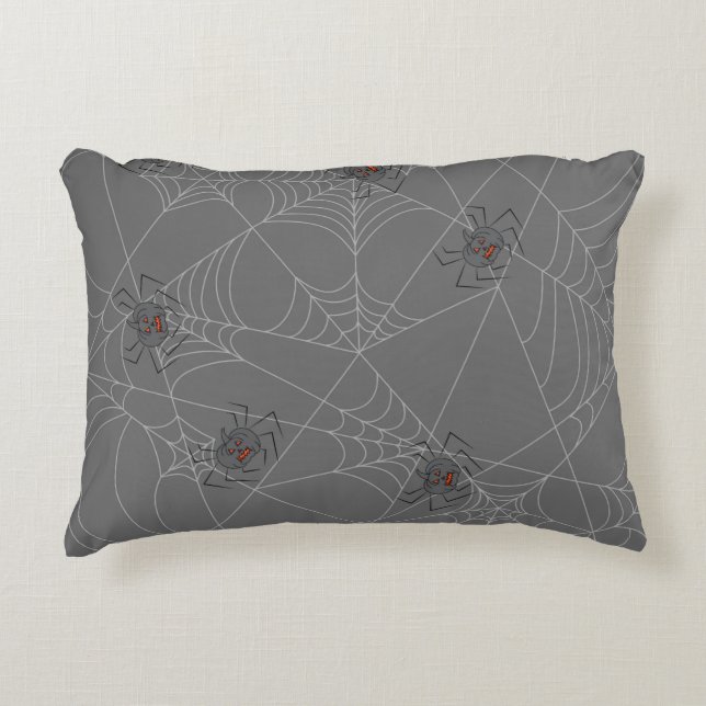 Halloween spinders webben och pumpor prydnadskudde (Framsidan)