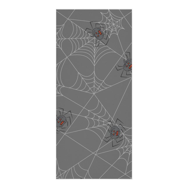 Halloween spinders webben och pumpor reklamkort (Framsidan)