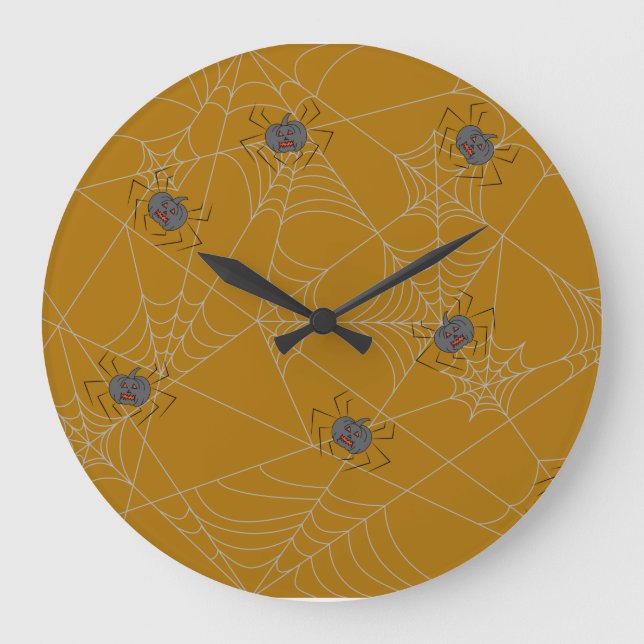Halloween spinders webben och pumpor stor klocka (Framsida)