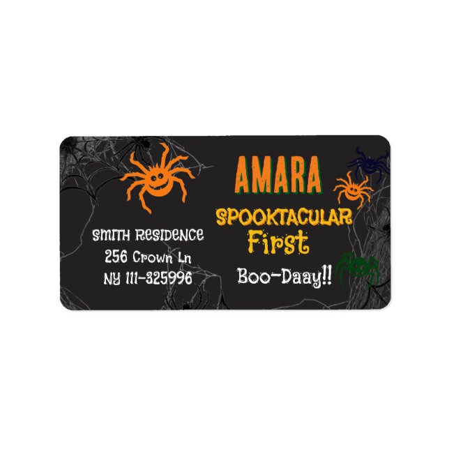 Halloween Spindlar Födelsedag Halloween Adressetikett (Framsidan)