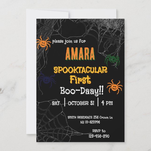 Halloween Spindlar Födelsedag Halloween  Inbjudningar (Framsida)