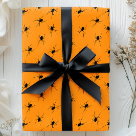 Halloween Spindlar Svart Orange Skräckinjagande Mö Presentpapper