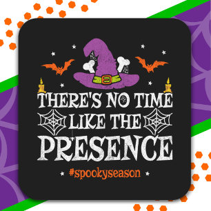 Halloween Spirit Spooky Witch Hat Funny Halloween Fyrkantigt Klistermärke