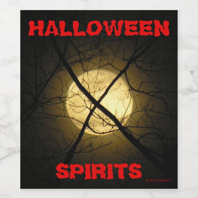 HALLOWEEN SPIRITS VINFLASKA ETIKETT (Singel etikett)