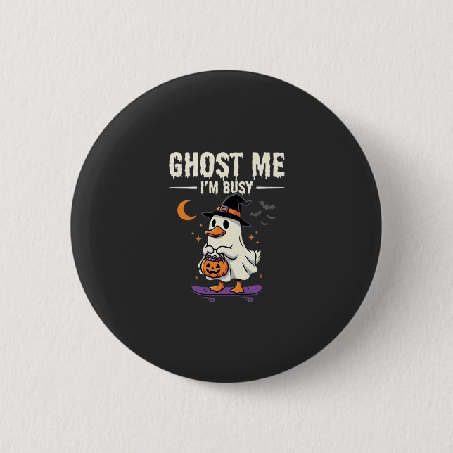 Halloween Spök Anka Skateboard Design_1 Knapp (Framsida)