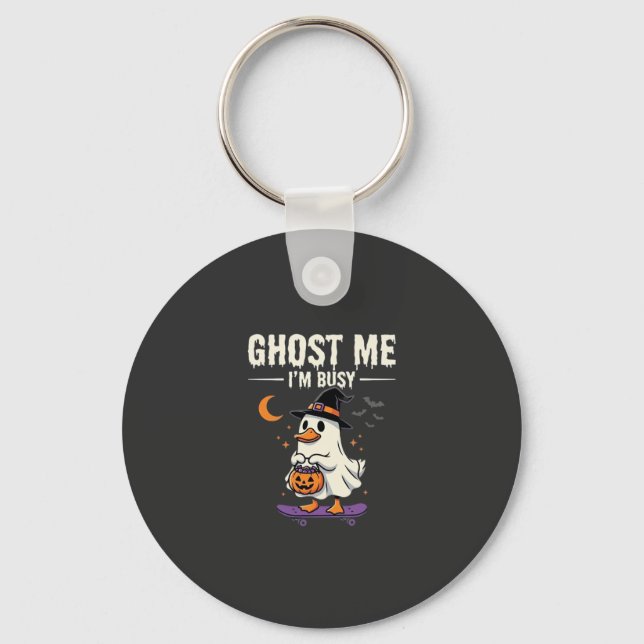 Halloween Spök Anka Skateboard Design_1 Nyckelring (Framsida)