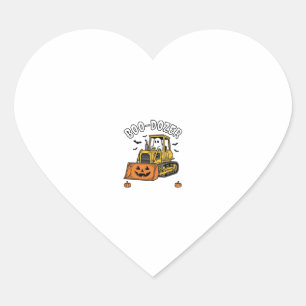 Halloween Spök Boo Dozer Rolig Bulldozer_1 Hjärtformat Klistermärke