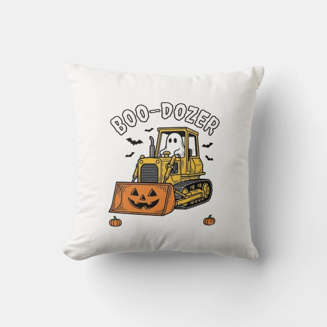 Halloween Spök Boo Dozer Rolig Bulldozer_1 Kudde (Framsida)