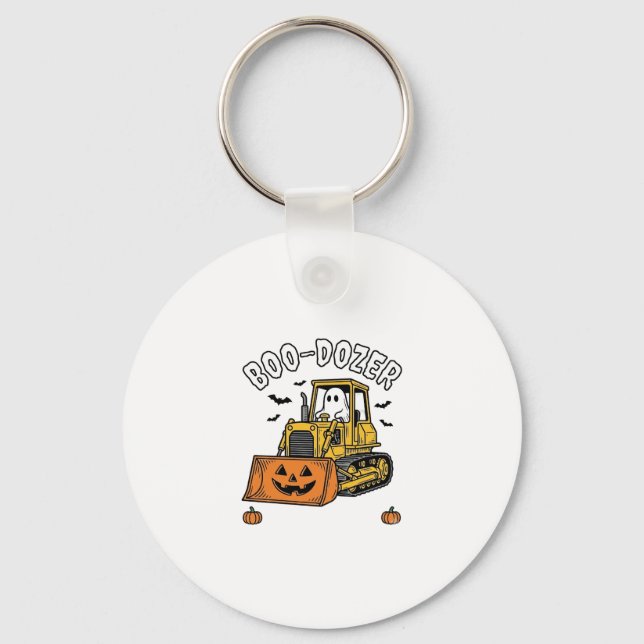Halloween Spök Boo Dozer Rolig Bulldozer_1 Nyckelring (Framsida)