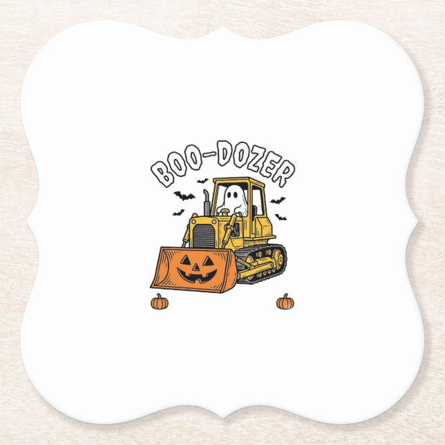 Halloween Spök Boo Dozer Rolig Bulldozer_1 Underlägg Papper (Framsida)