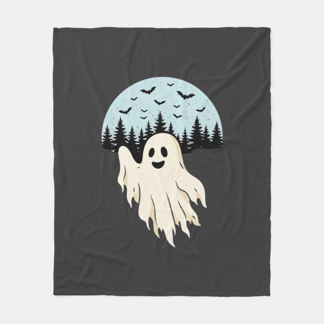 Halloween spök måne skog design_1 fleecefilt (Framsidan)