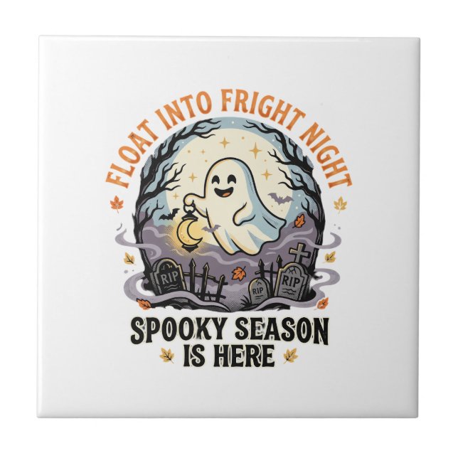 Halloween Spök Månparad Kakelplatta (Framsidan)