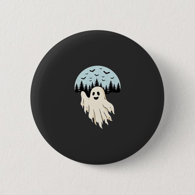 Halloween Spök Månskogs Design_1 Knapp (Framsida)