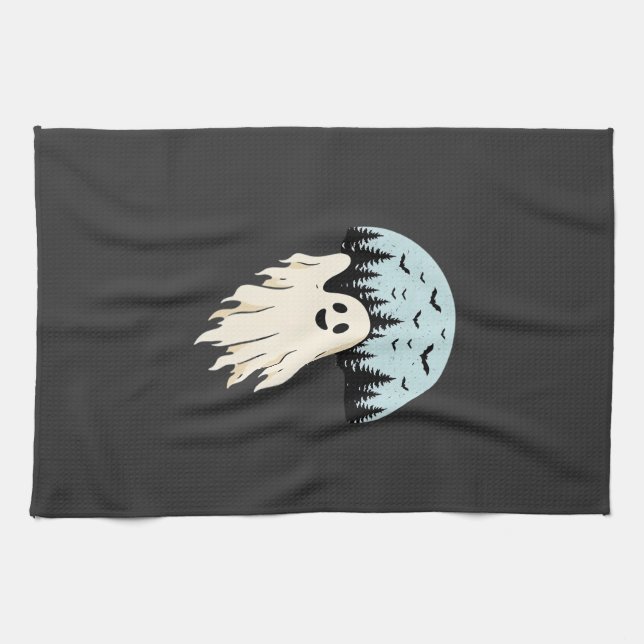 Halloween Spök Månskogs Design_1 Kökshandduk (Horisontell)
