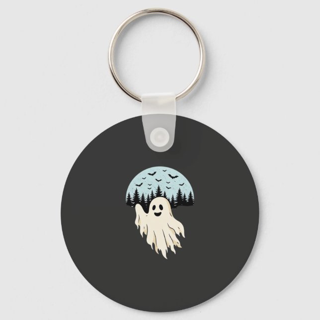 Halloween Spök Månskogs Design_1 Nyckelring (Framsida)
