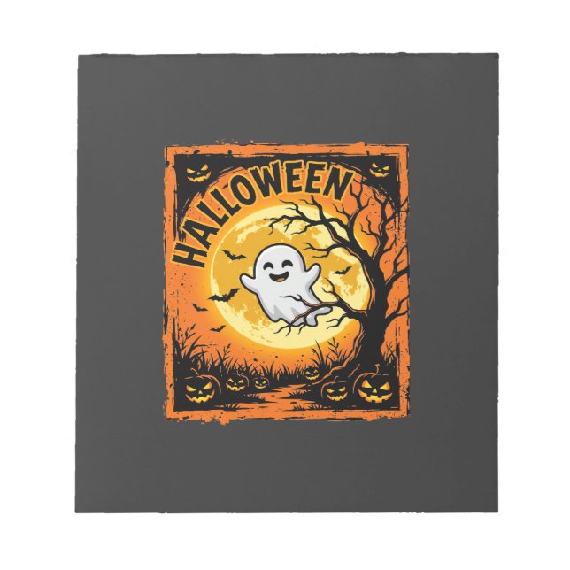 Halloween Spök Pumpa Hemsökt Träd Anteckningsblock (Framsida)