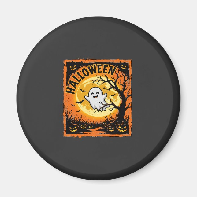 Halloween Spök Pumpa Hemsökt Träd Magnet (Framsidan)