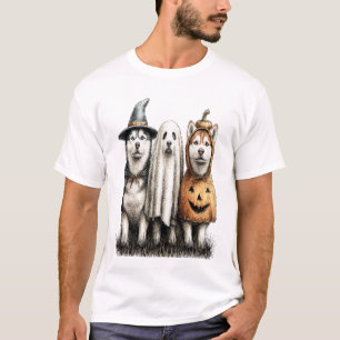 Halloween spök sibirisk husky hund t shirt
