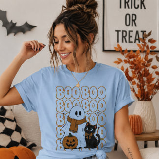 Halloween spök-T-shirt Söt kattpumpa T Shirt