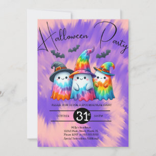 Halloween spök trio fest Tie Dye Handritad Inbjudningar