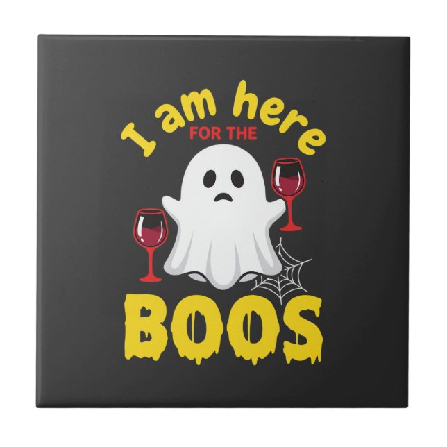 Halloween Spök Vin Boos Design Kakelplatta (Framsidan)