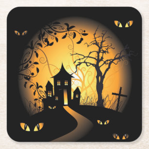 Halloween - spöka ögon som håller ögonen på d underlägg papper kvadrat