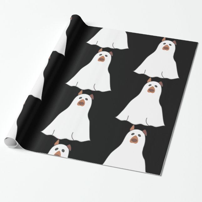 halloween-spökäcklig hund söt presentpapper (Utrullad)