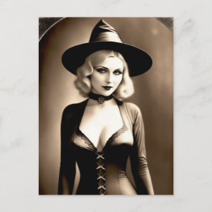 Halloween-spökad blond häxa postkort vykort