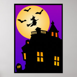 Halloween spökade husaffischen poster