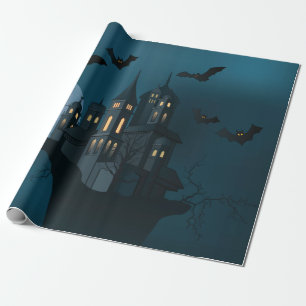 Halloween spökade huset, det döda träd, månen presentpapper