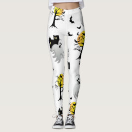 Halloween spökade husmönsterdamasker leggings
