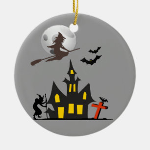 Halloween spökade husprydnaden julgransprydnad keramik