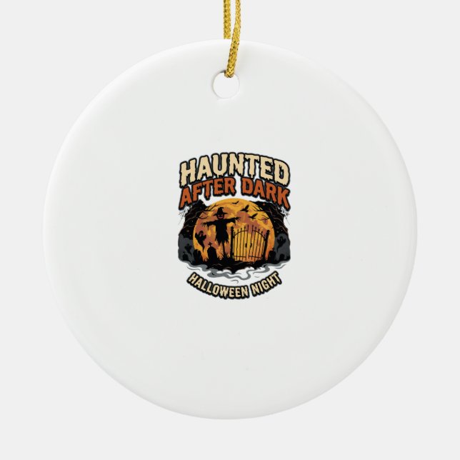 Halloween Spökar Efter Mörkret Julgransprydnad Keramik (Framsidan)