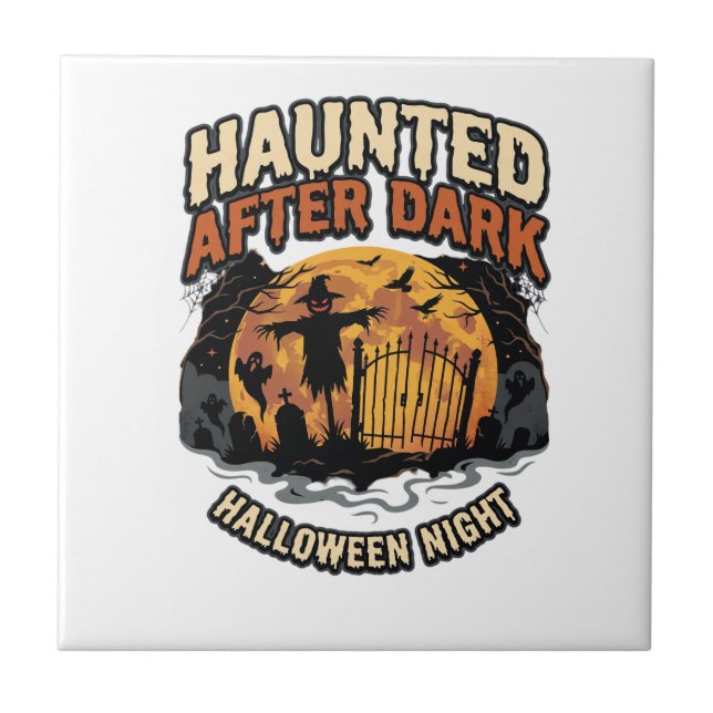 Halloween Spökar Efter Mörkret Kakelplatta (Framsidan)