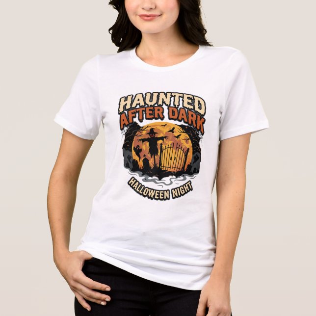 Halloween Spökar Efter Mörkret T Shirt (Framsida)