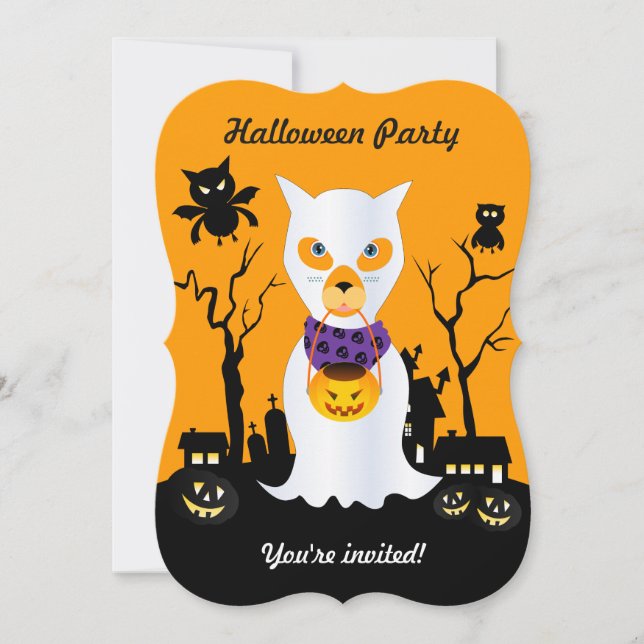 Halloween-spökbarn går ut med trick eller behandla inbjudningar (Framsida)